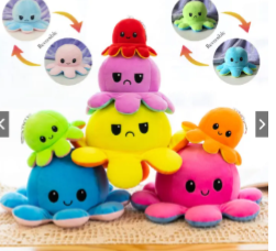 Reversible Octopus 2 in 1 Happy and Sad face Plush toy